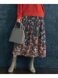 【SALE／30%OFF】【洗える】オータムダリアプリント スカート 自由区 ジユウク スカート ロング・マキシスカート オレンジ ブルー【RBA_E】【送料無料】[Rakuten Fashion]