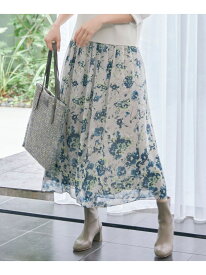 【SALE／30%OFF】【洗える】オータムダリアプリント スカート 自由区 L ジユウク スカート ロング・マキシスカート オレンジ ブルー【RBA_E】【送料無料】[Rakuten Fashion]