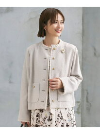 ブライトリングツイード ジャケット 自由区 ジユウク ジャケット・アウター ノーカラージャケット グレー ネイビー【送料無料】[Rakuten Fashion]
