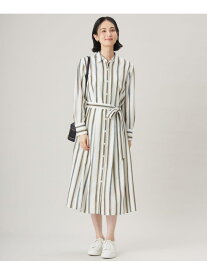 【SALE／30%OFF】【カタログ掲載・洗える】ストライププリント ワンピース 自由区 S ジユウク ワンピース・ドレス シャツワンピース ブルー ベージュ【RBA_E】【送料無料】[Rakuten Fashion]