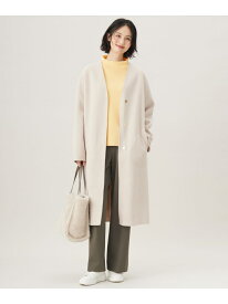 【SALE／30%OFF】ウールリバーロング コート 自由区 L ジユウク ジャケット・アウター ノーカラージャケット ネイビー グレー【RBA_E】【送料無料】[Rakuten Fashion]