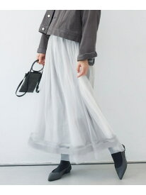 【SALE／40%OFF】【カタログ掲載・洗える】チュールエンブロイダリー スカート 自由区 L ジユウク スカート ロング・マキシスカート グレー ブルー【RBA_E】【送料無料】[Rakuten Fashion]