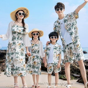 アロハシャツ ワンピース 親子 ペアルック 夏 半袖 開襟 花柄シャツ ショートパンツ キャミワンピ 家族お揃い 親子コ