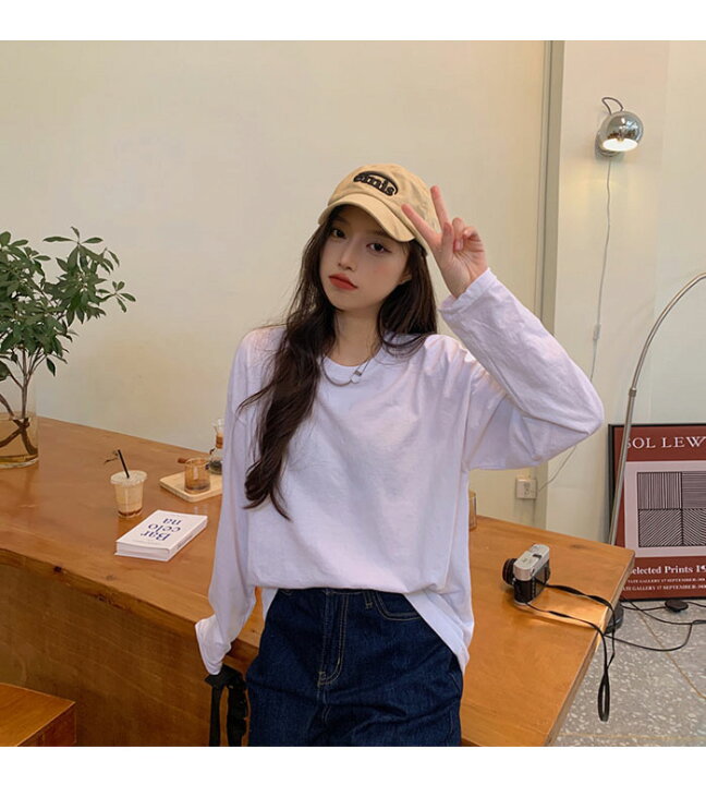 楽天市場 レディース 長袖tシャツ カットソー 無地 ロングtシャツ Tシャツ ロング丈 長袖 ラウンドネック ドロップショルダー 無地tシャツ ゆったり ゆるtシャツ オーバーサイズ トップス プルオーバー お洒落 カジュアル Carina