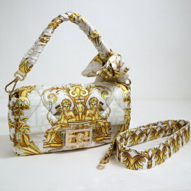 【中古】FENDI×VERSACE フェンディ×ヴェルサーチェ フェンダーチェ・マンマバケット ホワイト×イエロー シルク×レザー