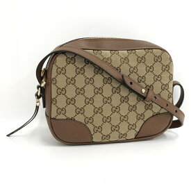 【ポイント5倍 4/27 09:59まで】【中古】GUCCI ショルダーバッグ GGキャンバス レザー ブラウン 449413