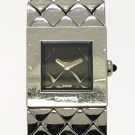 【中古】CHANEL マトラッセ レディース 腕時計 クオーツ SS ブラック文字盤 H0009