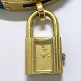 【中古】HERMES ケリーウォッチ レディース 腕時計 SS レザー ゴールド金具 ゴールド文字盤 ◯Y刻印 KE1.210