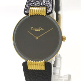 【中古】Christian Dior バギラ レディース 腕時計 クオーツ レザー SS GP ブラック文字盤 6153