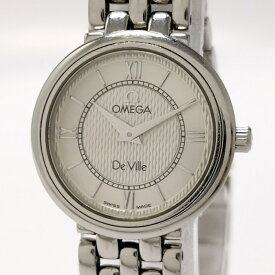 【中古】OMEGA デビル レディース 腕時計 クオーツ SS シルバー文字盤 7574.31