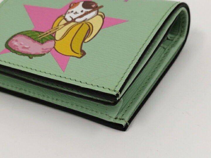 楽天市場】【中古】GUCCI 二つ折り財布 ばなにゃ 桜餅 レザー ミント  