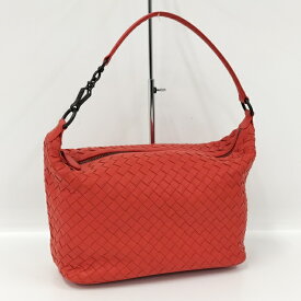 【中古】BOTTEGA VENETA イントレチャート ショルダーバッグ レザー オレンジ系 239988