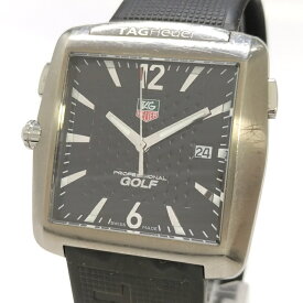 【中古】TAG HEUER プロフェッショナル ゴルフウォッチ メンズ 腕時計 チタン ラバー ブラック文字盤 WAE1111