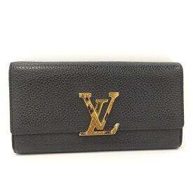 【中古】LOUIS VUITTON ポルトフォイユ カプシーヌ 二つ折り長財布 パイソン トリヨンレザー ノワール N90129