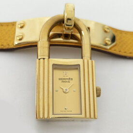 【中古】HERMES ケリーウォッチ レディース 腕時計 SS レザー ゴールド金具 ゴールド文字盤 ◯Z刻印 KE1.210