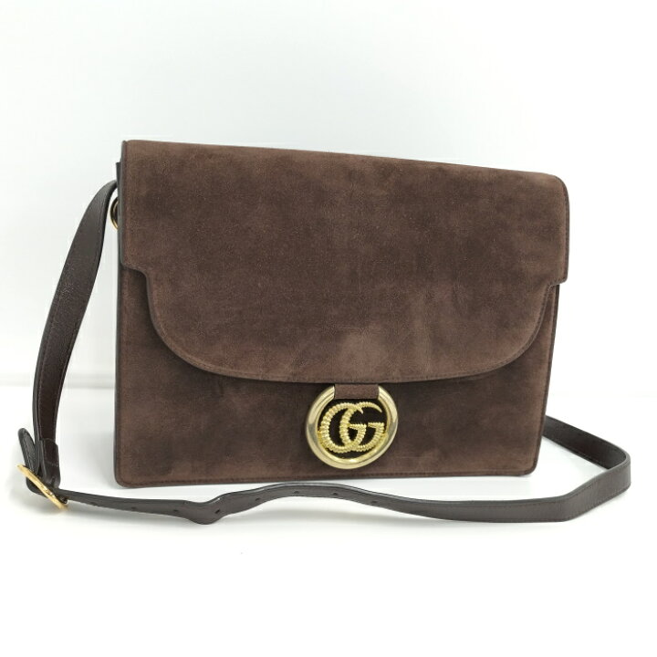 楽天市場】【中古】GUCCI ショルダーバッグ GGロゴ スエード ダーク 