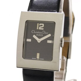 【中古】Christian Dior マリス レディース 腕時計 クオーツ SS レザー ブラック文字盤 D78-109