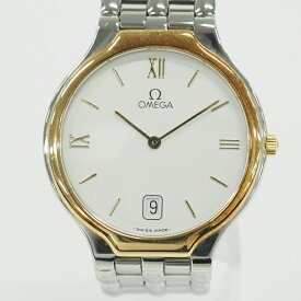 【中古】OMEGA デビル ボーイズ 腕時計 デイト コンビ クオーツ SS ホワイト文字盤 1449.432