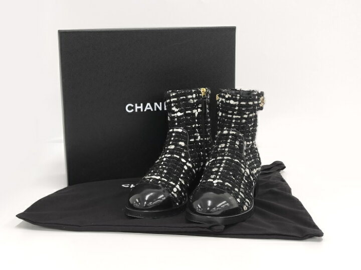 楽天市場】【中古】CHANEL ショート ブーツ ツイード G36763 表記 