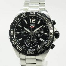 【中古】TAG HEUER フォーミュラ1 メンズ 腕時計 クロノ クオーツ SS ブラック文字盤 CAZ1010