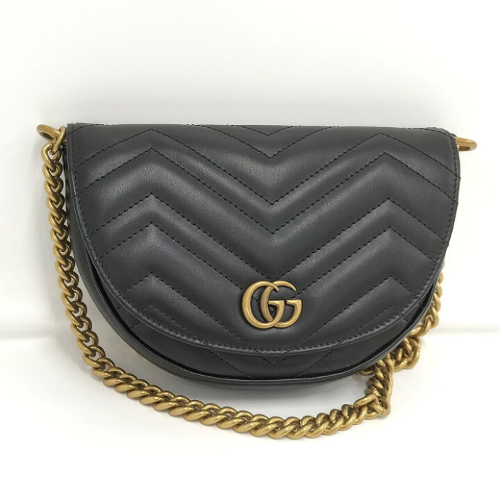 楽天市場】【中古】GUCCI チェーンショルダーバッグ レザー ブラック 
