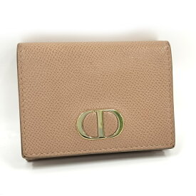 【中古】Christian Dior 30 モンテーニュ コンパクトウォレット 三つ折り財布 レザー ベージュ S2084