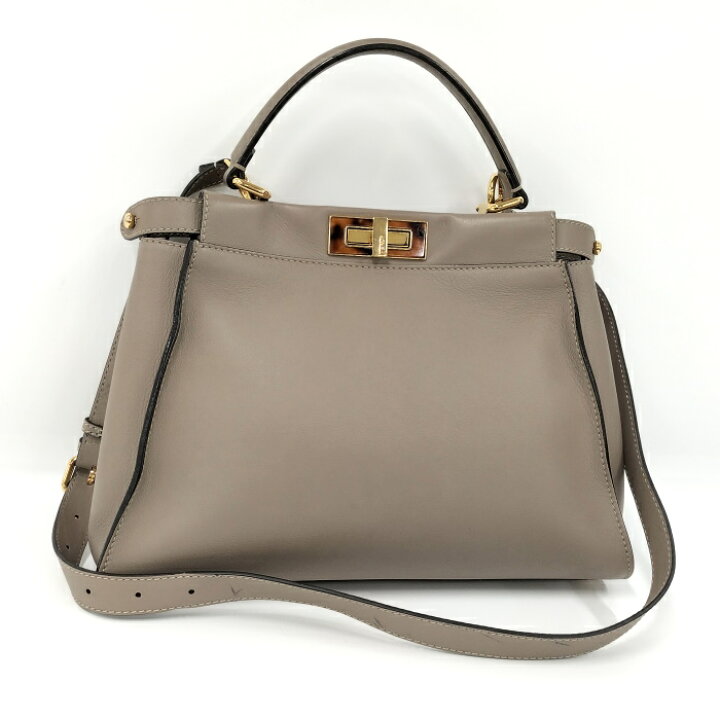 楽天市場】【中古】FENDI ピーカブー 2WAYハンドバッグ レザー グレー  