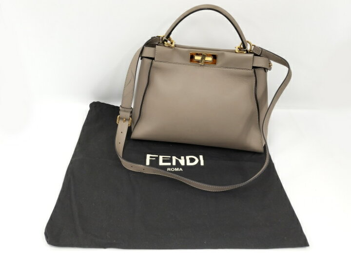 楽天市場】【中古】FENDI ピーカブー 2WAYハンドバッグ レザー グレー 