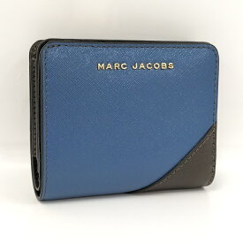 【中古】MARC JACOBS コンパクトウォレット 二つ折り財布 レザー ブルー ブラウン