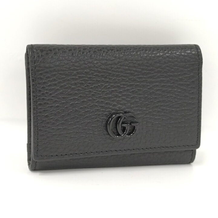 楽天市場】【中古】GUCCI 三つ折り財布 GGマーモント レザー ブラック 