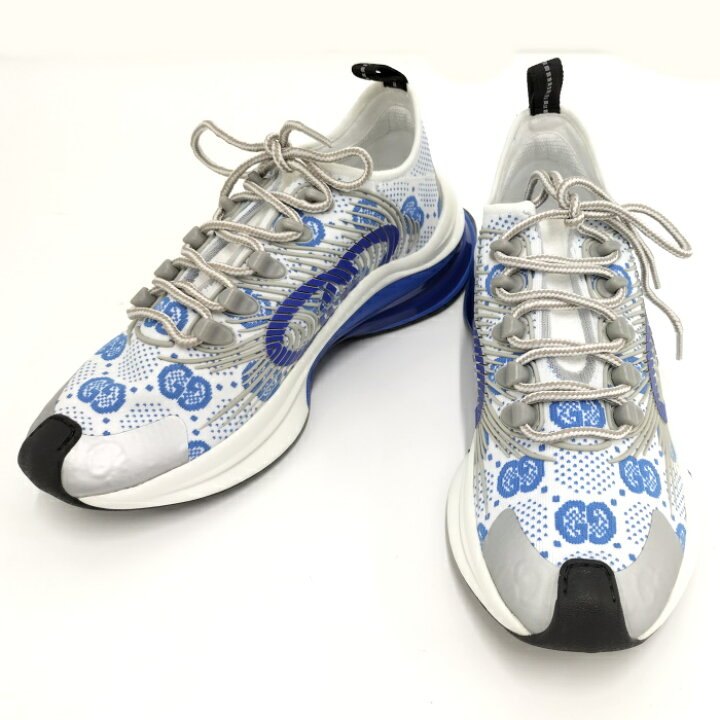 楽天市場】【中古】GUCCI RUN スニーカー ニット ホワイト ブルー 表記 