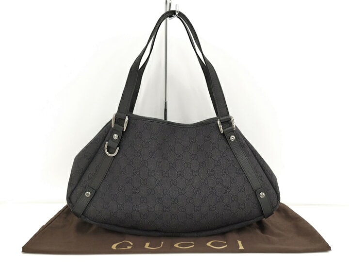 楽天市場】【中古】GUCCI アビー トートバッグ GGキャンバス ブラック 