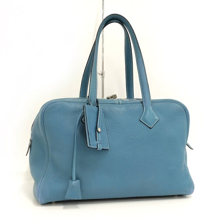 楽天市場】【中古】HERMES ヴィクトリア35 ハンドバッグ レザー ブルー 