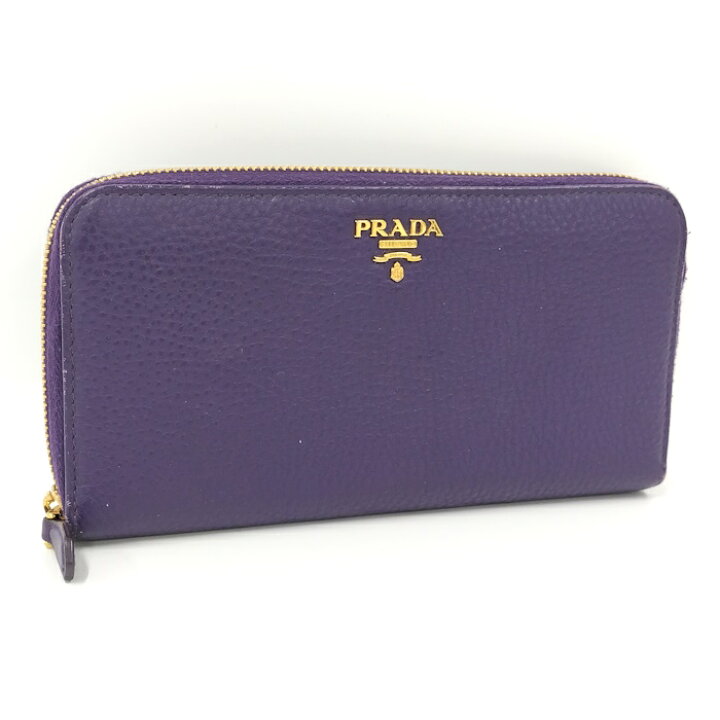 楽天市場】【中古】PRADA ラウンドファスナー長財布 レザー パープル 