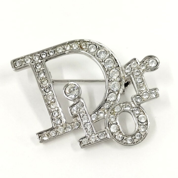 楽天市場】【中古】Christian Dior ブローチ ロゴ ラインストーン 