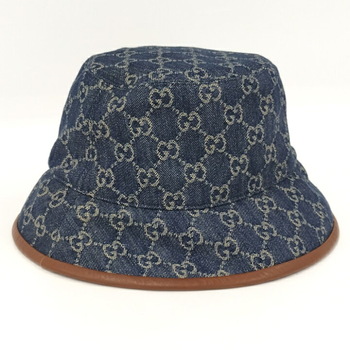 楽天市場】【中古】GUCCI バケットハット GG柄 デニム ブルー 576371  