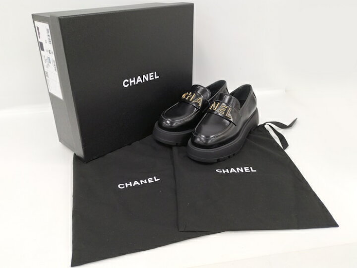楽天市場】【中古】CHANEL ローファー レザー ブラック 表記36 G45788 