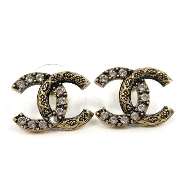 楽天市場】【中古】CHANEL ピアス ココマーク ラインストーン メッキ  