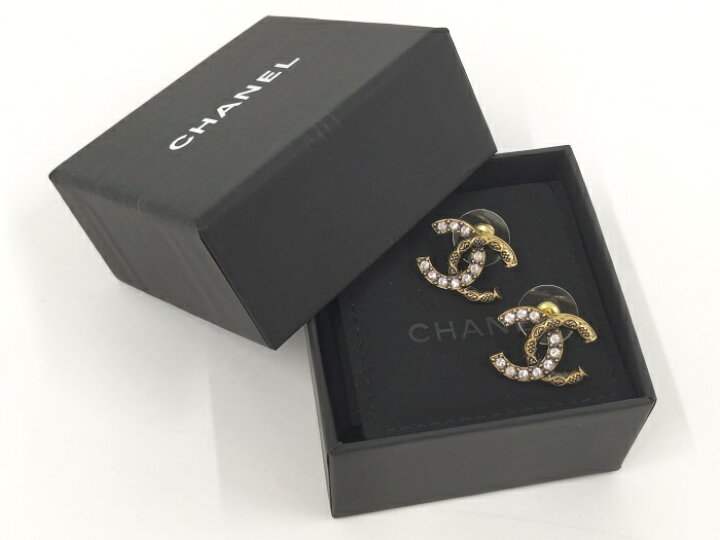 楽天市場】【中古】CHANEL ピアス ココマーク ラインストーン メッキ  