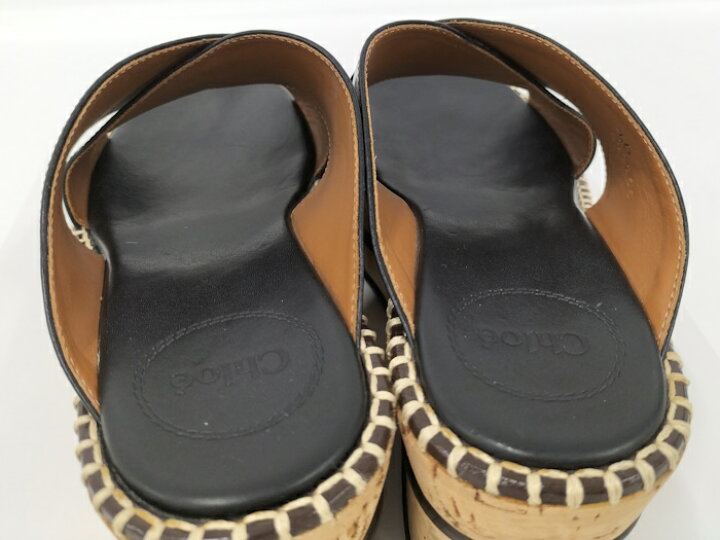 楽天市場】【中古】Chloe ウェッジサンダル ミュール レザー ブラック  