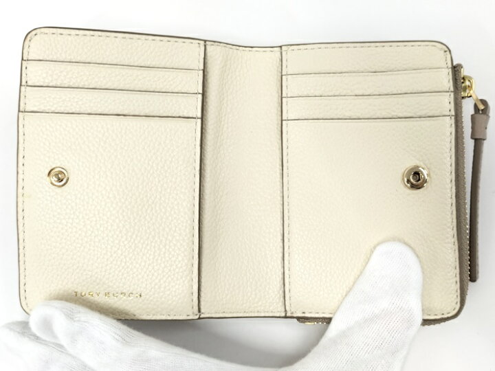 楽天市場】【中古】Tory Burch 二つ折り 財布 レザー グレージュ  