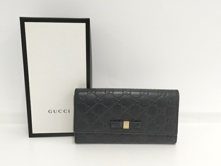 楽天市場】【中古】GUCCI ラウンドファスナー長財布 リボン グッチシマ 