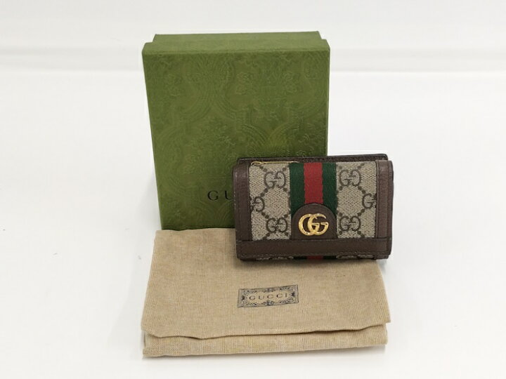 楽天市場】【中古】GUCCI オフィディア 三つ折り財布 シェリーライン  