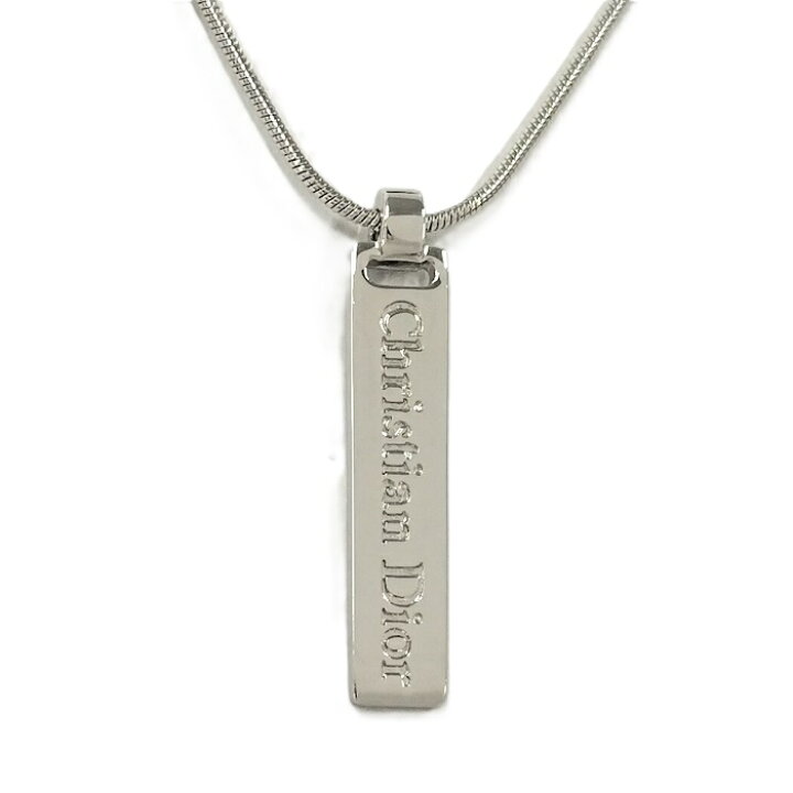 楽天市場】【中古】Christian Dior ロゴプレート ネックレス メッキ  