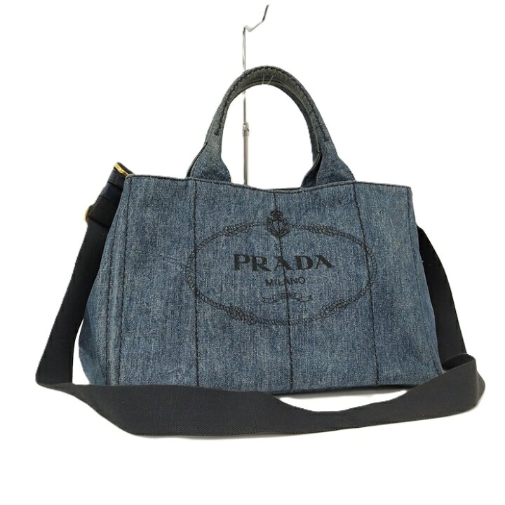 楽天市場】【中古】PRADA カナパ 2WAYトートバッグ デニム デニム 