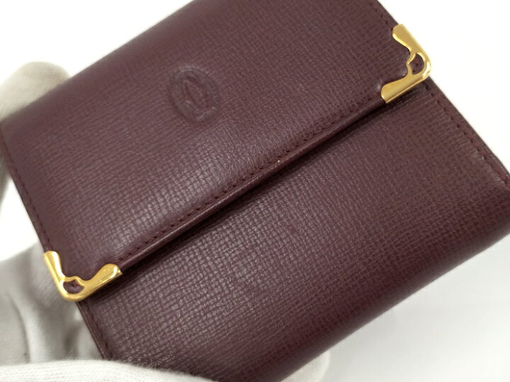 楽天市場】【中古】Cartier 3つ折り 財布 がま口 ボルドー L3000163  