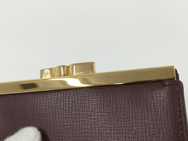 楽天市場】【中古】Cartier 3つ折り 財布 がま口 ボルドー L3000163  