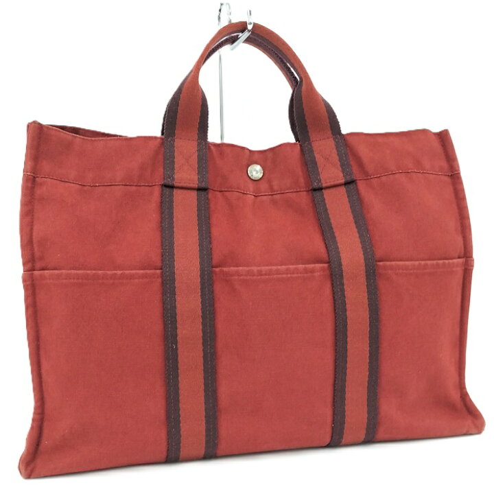 楽天市場】【中古】HERMES フールトゥMM キャンバス レッド : JJcollection