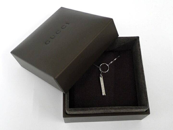 楽天市場】【中古】GUCCI ネックレス ロゴ 750WG K18WG ホワイト  