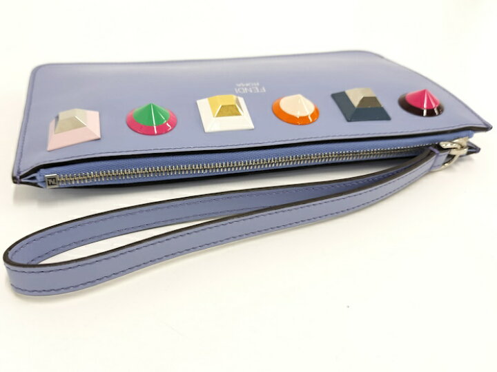 楽天市場】【中古】FENDI マルチスタッズ ポーチ レザー パープル 